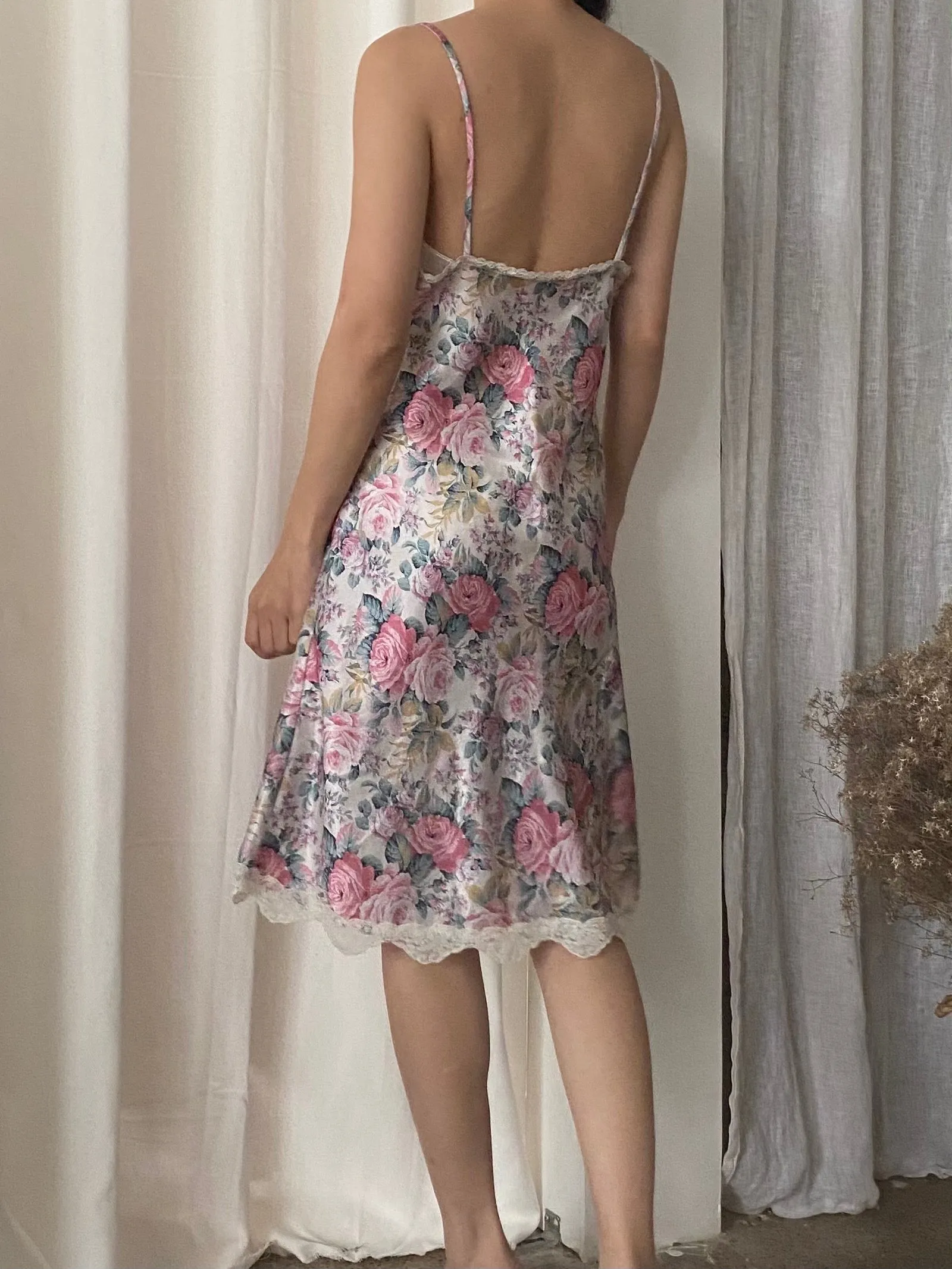 1980s Floral Slip Dress - M