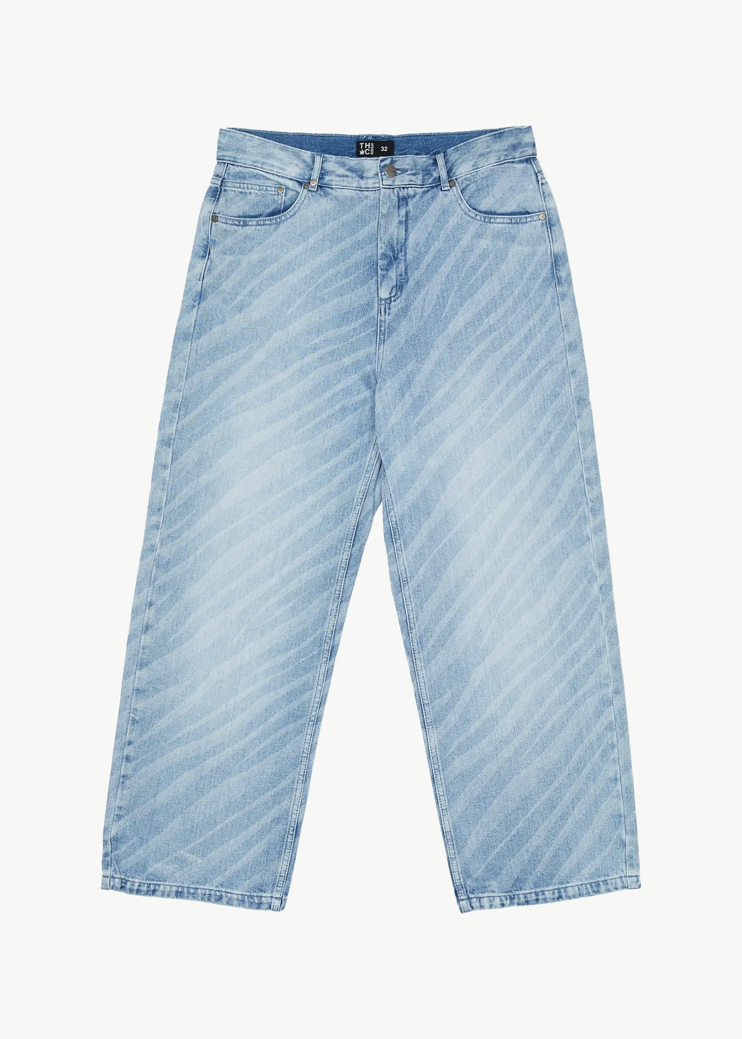 AFENDS Mens Pablo Atmosphere - Denim Baggy Jeans - Worn Blue