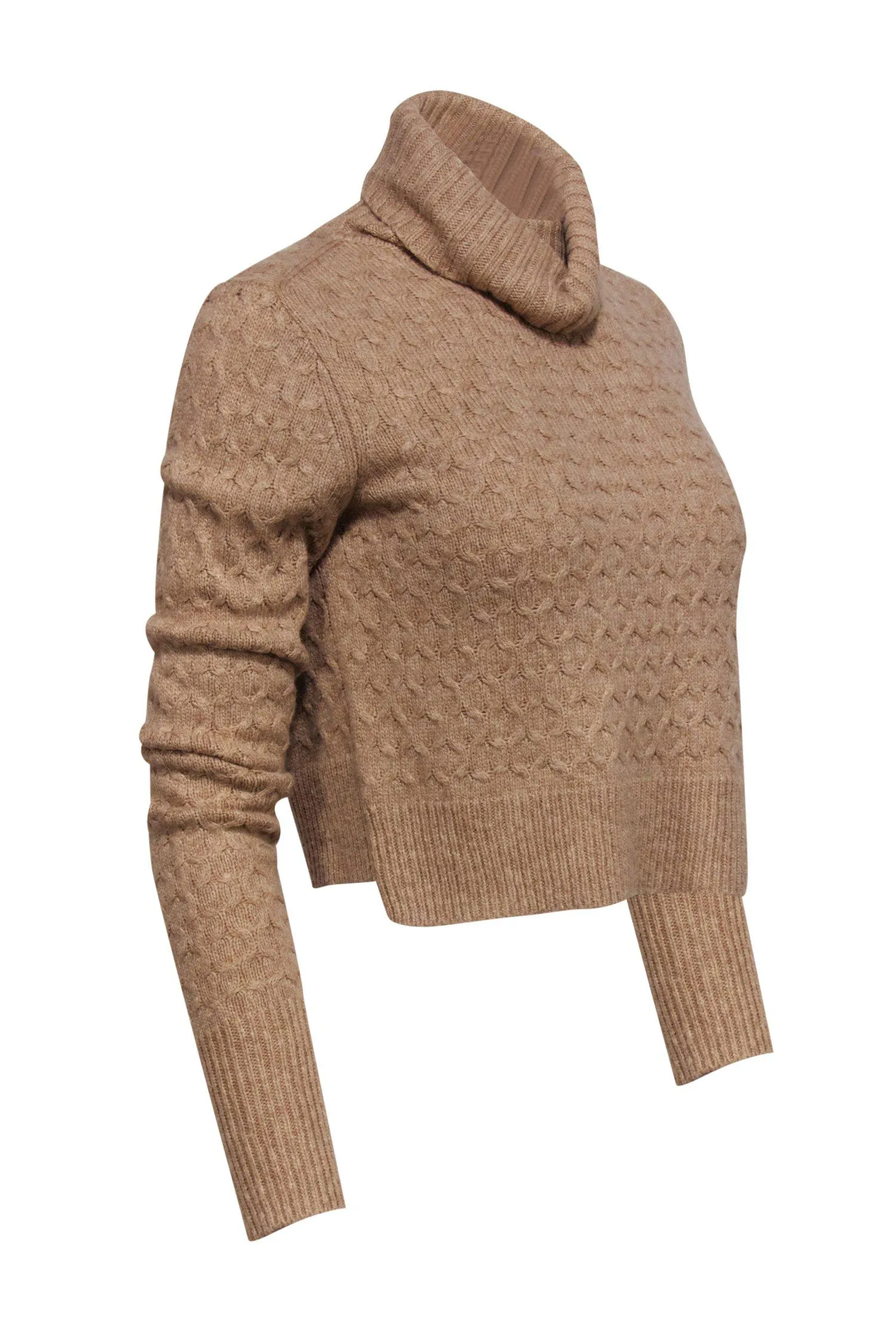 A.L.C. - Tan Knit Cropped Turtleneck Sweater Sz S