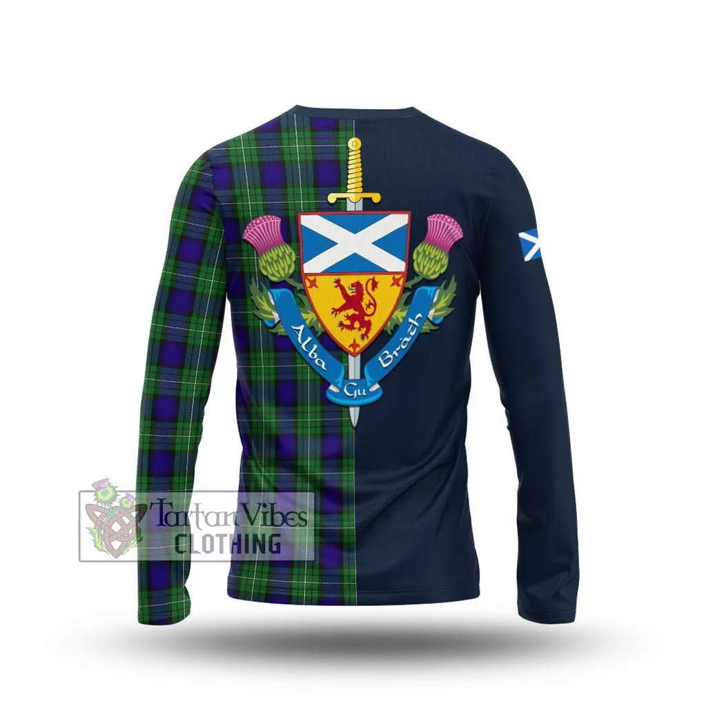 Alexander Tartan Long Sleeve T-Shirt Alba with Scottish Lion Royal Arm Half Style