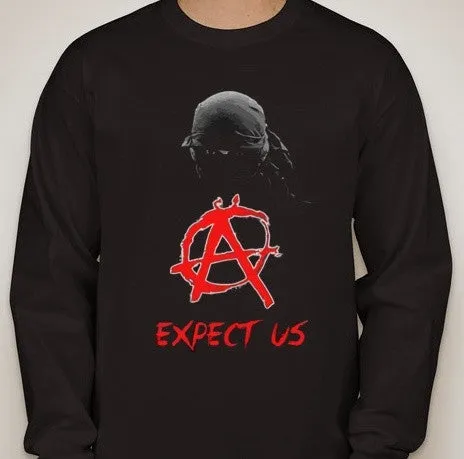 Anonymous Anarchist Expect Us Long Sleeve T-shirt | Blasted Rat