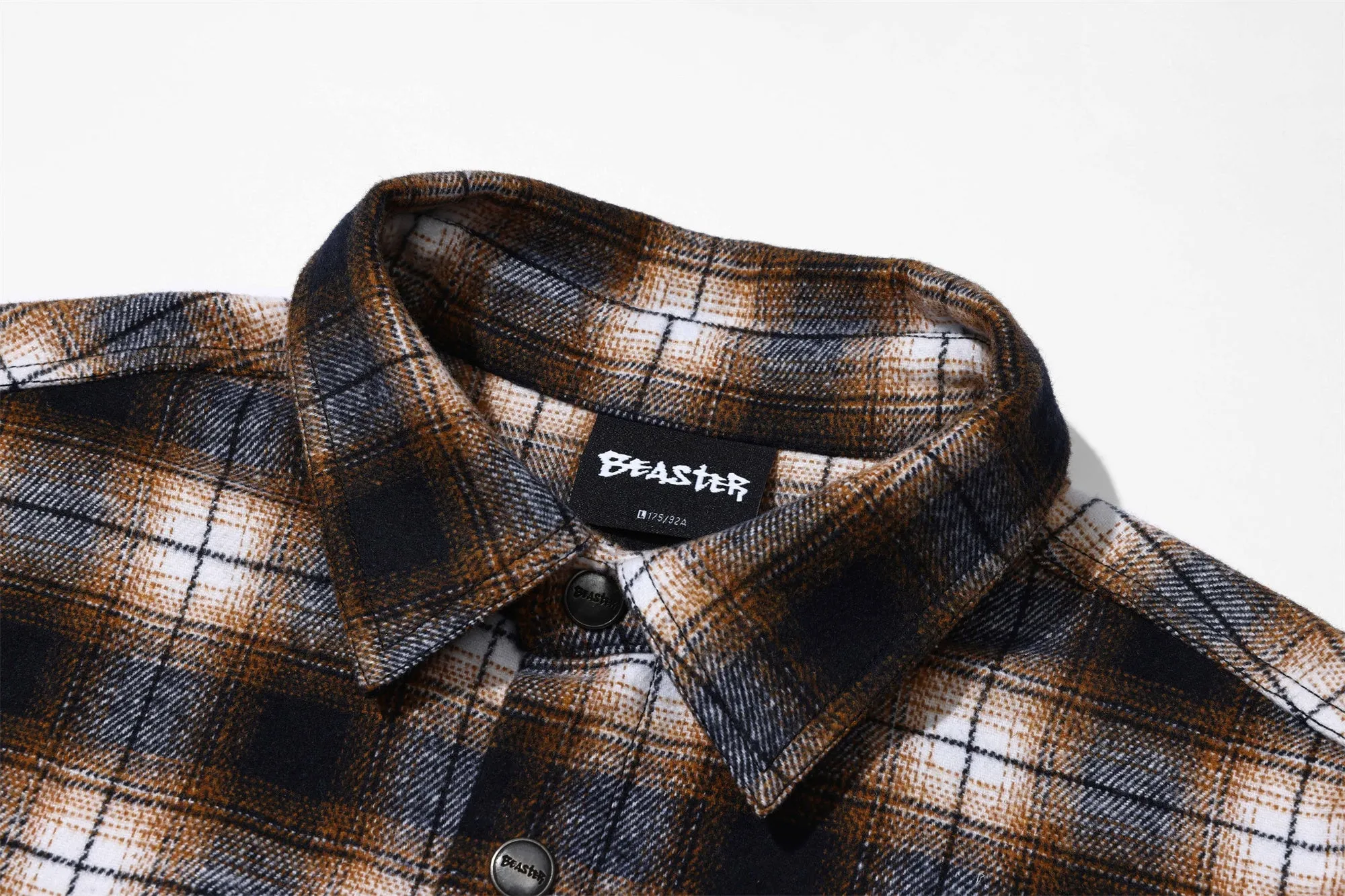 Applique Plaid Shirt Jacket