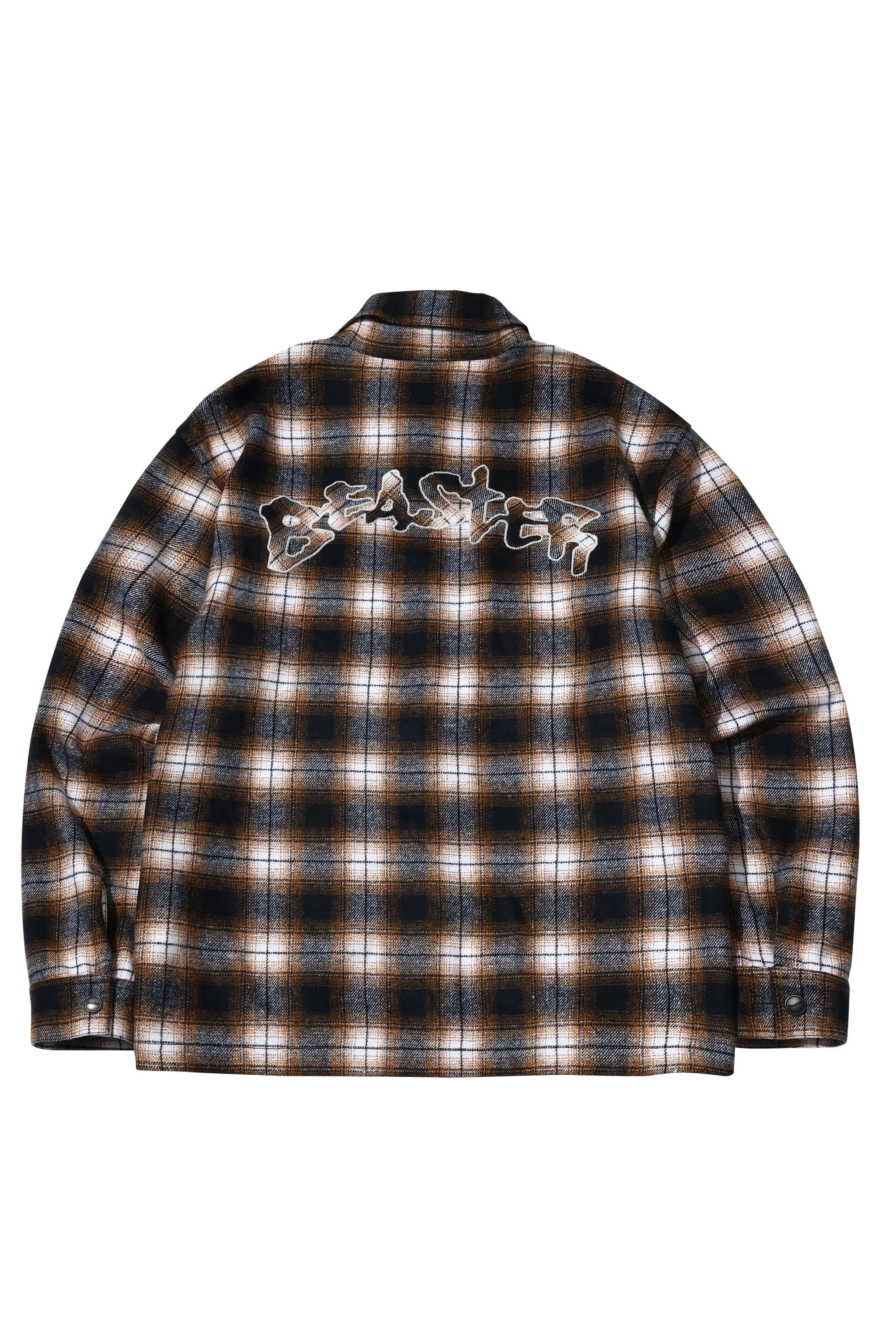 Applique Plaid Shirt Jacket