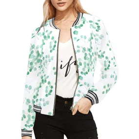 Australian Eucalyptus Leaves Bomber Jacket for Women