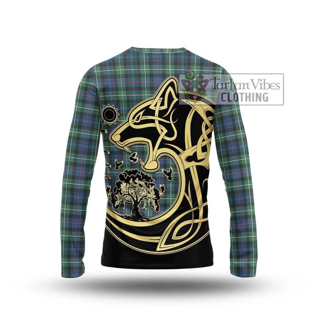 Baillie Ancient Tartan Long Sleeve T-Shirt with Family Crest Celtic Wolf Style