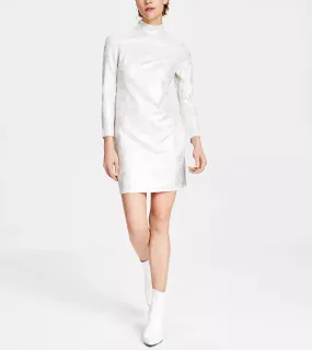 Bar III Metallic Mock-Turtleneck Sheath Dress