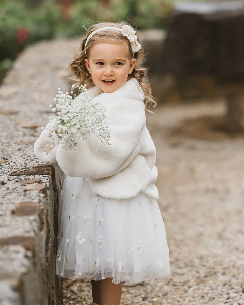 BÉBÉ FAUX FUR PETAL JACKET 00 - 2 YEARS