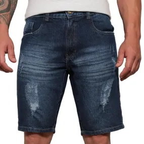 Bermuda Jeans Escuro Masculino Rasgada Evandro