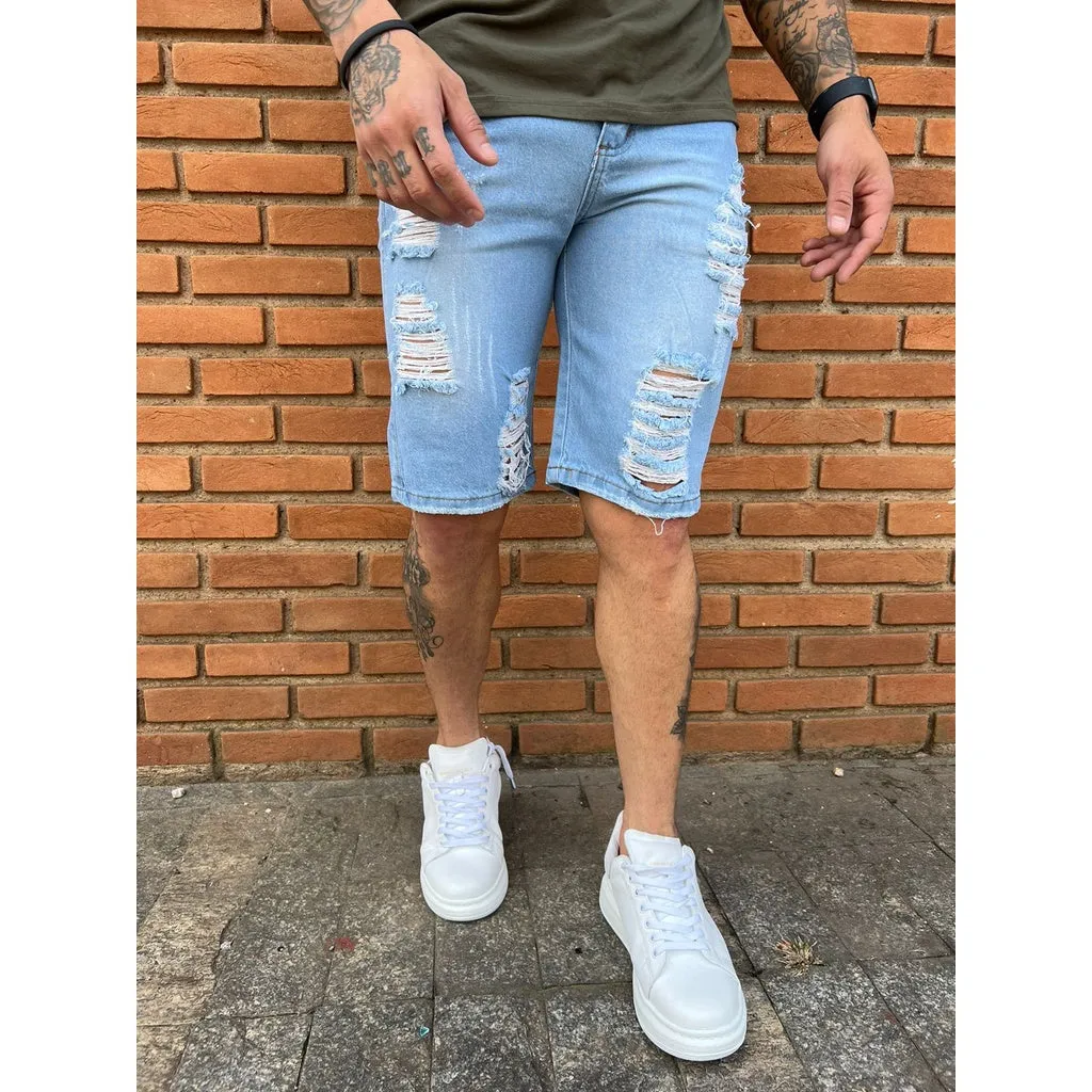 Bermuda Masculina Rasgada jeans promoção