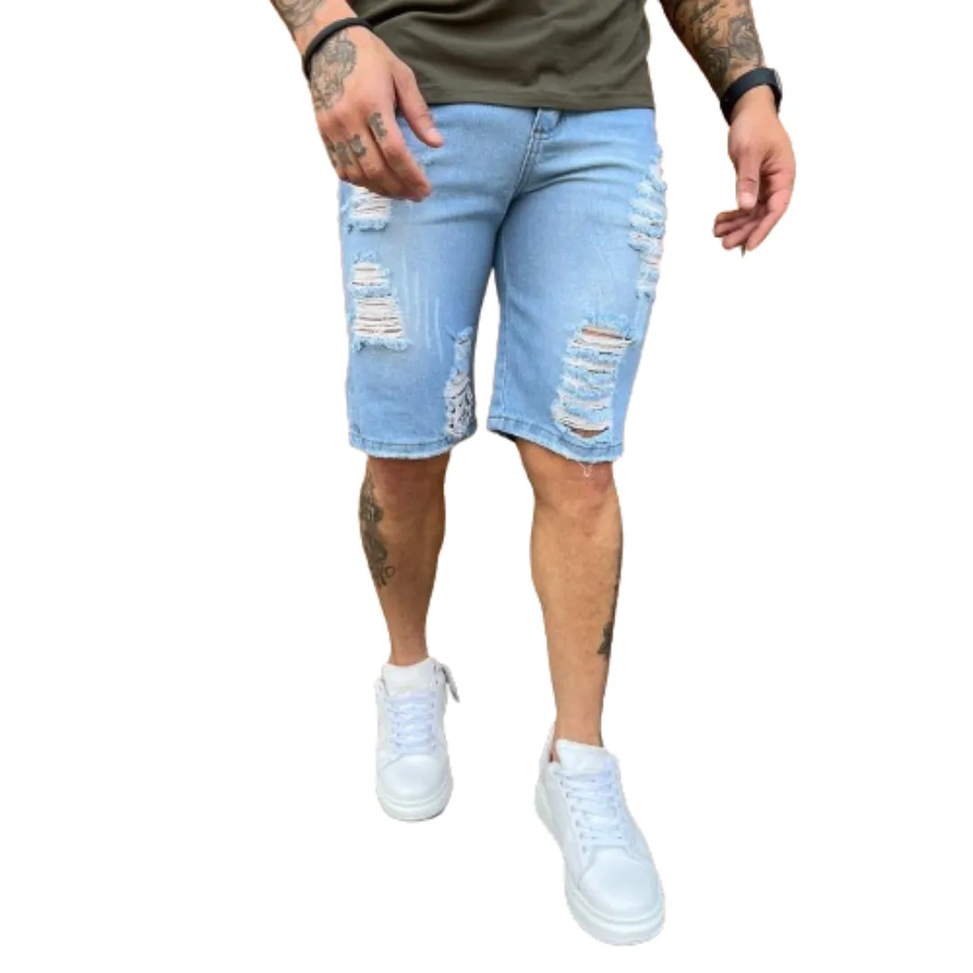 Bermuda Masculina Rasgada jeans promoção