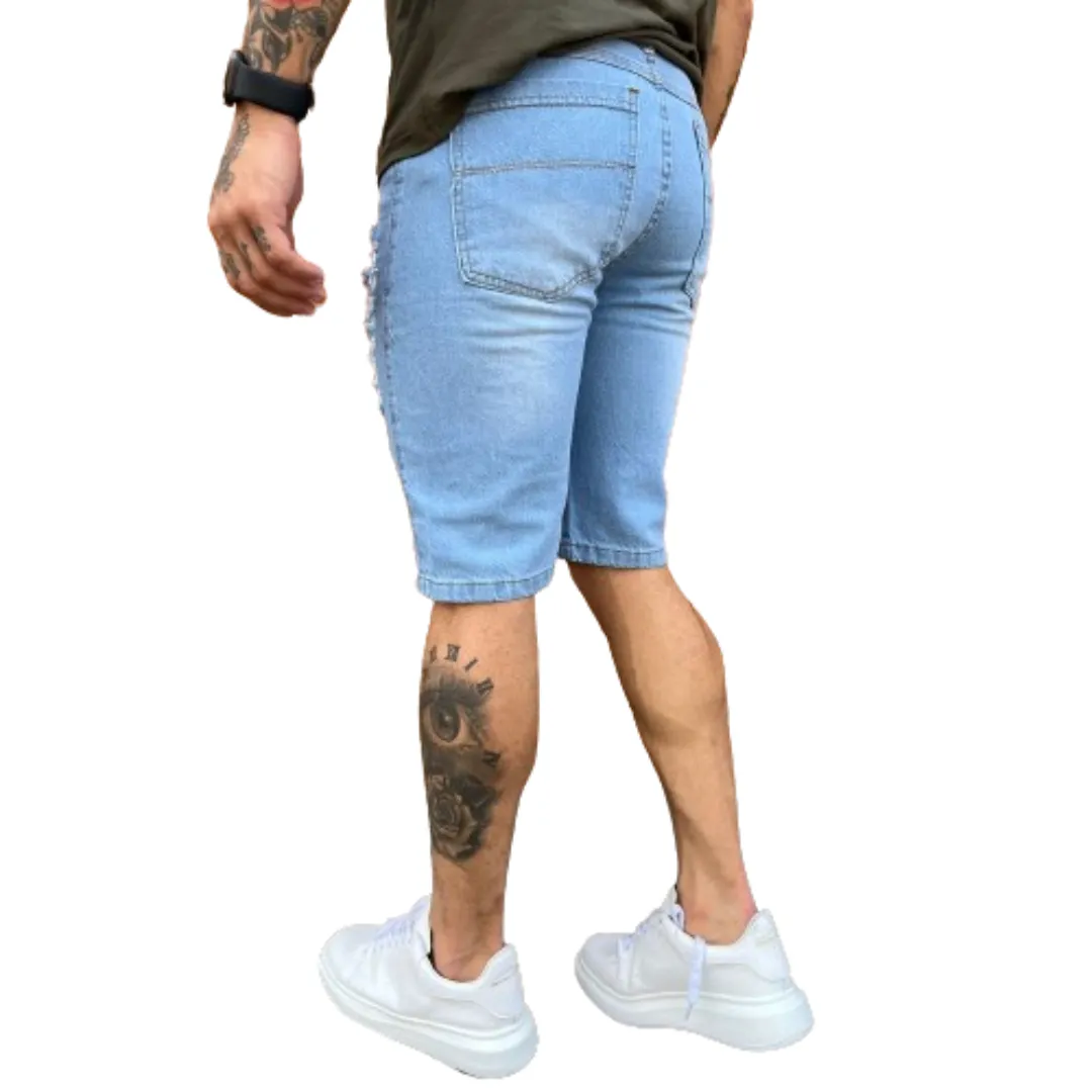 Bermuda Masculina Rasgada jeans promoção