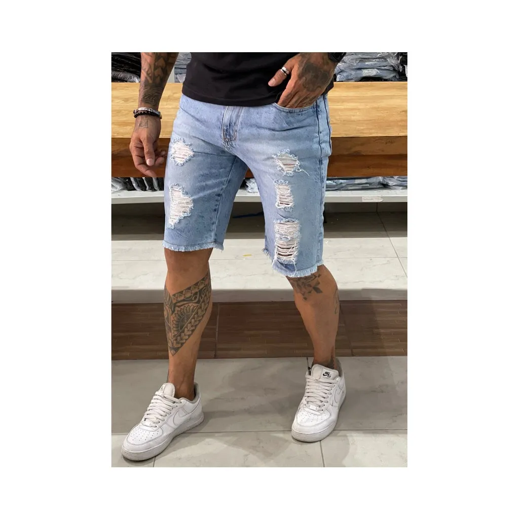 Bermuda Masculina Rasgada jeans promoção