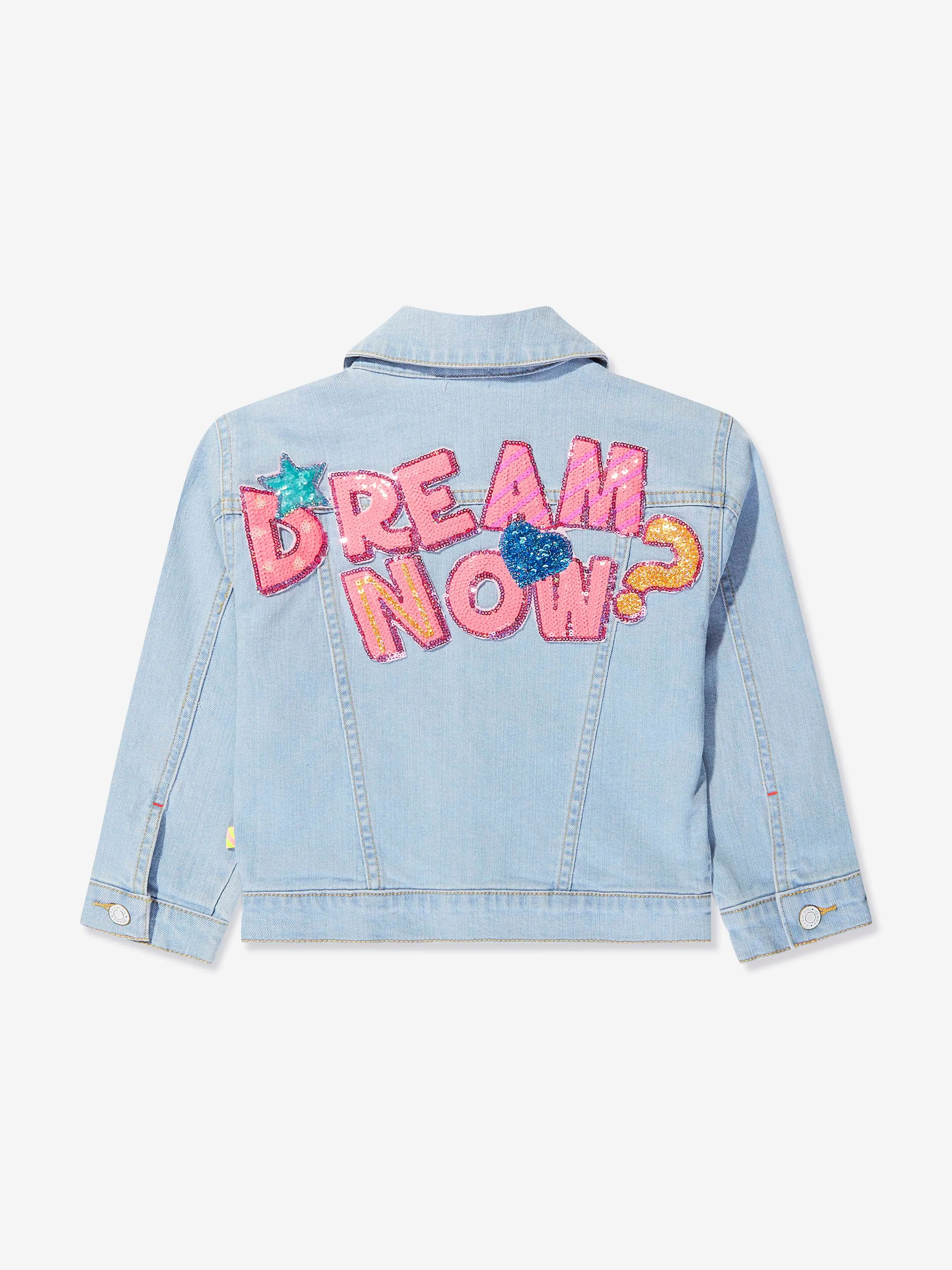 Billieblush Girls Sequin Applique Denim Jacket in Blue