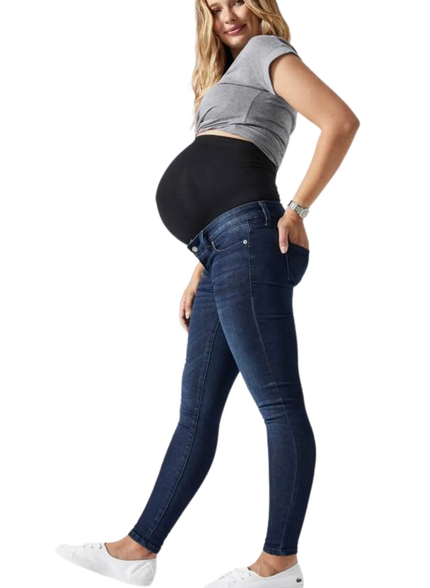 BLANQI Maternity Belly Support Skinny Jeans - Smoke Wash