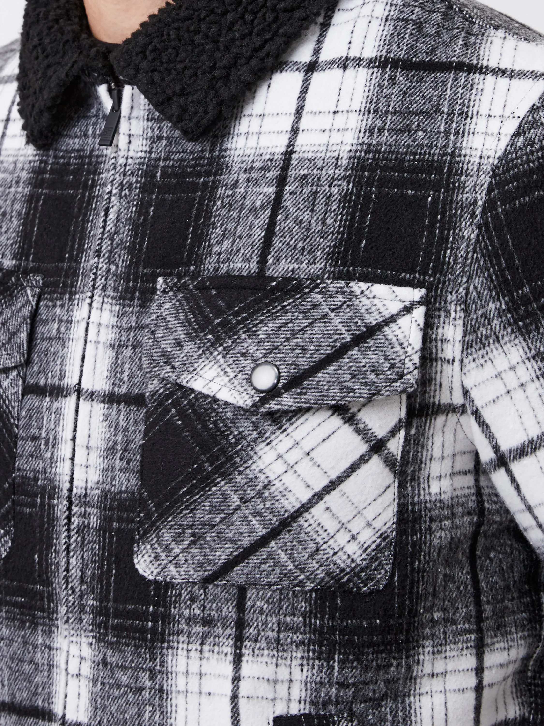 Borg Collar Checked Jacket