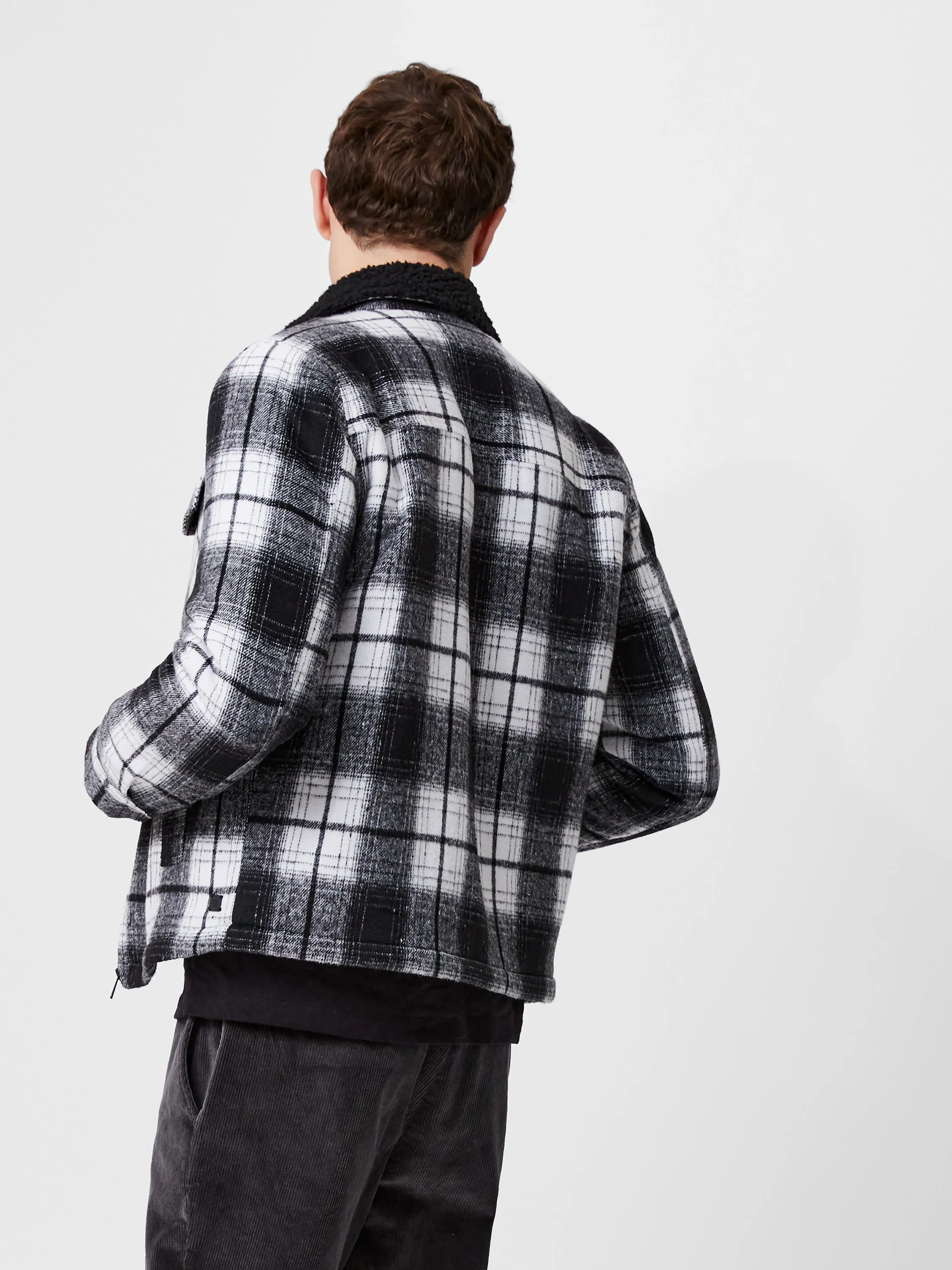 Borg Collar Checked Jacket