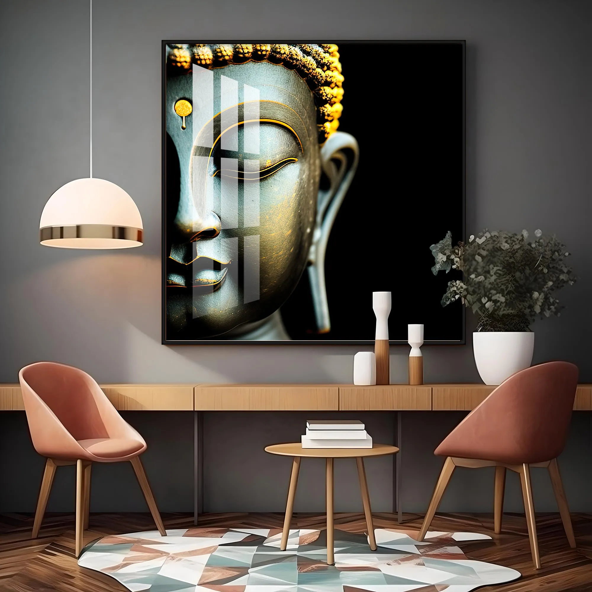 Buddha Statue Premium Acrylic Square Wall Art