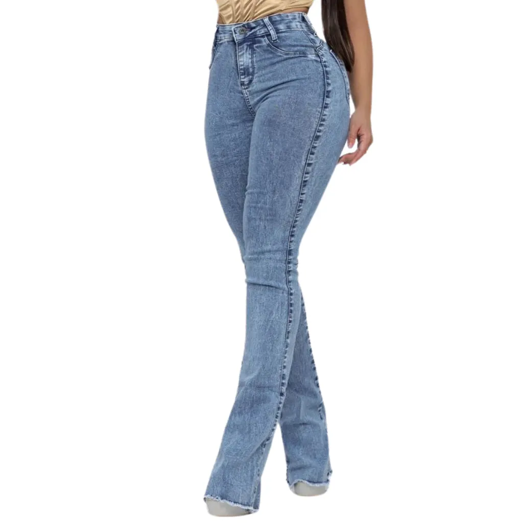 Calça Feminina Jeans Flare Cós Alto Com Lycra Levanta Bumbum Lançamento