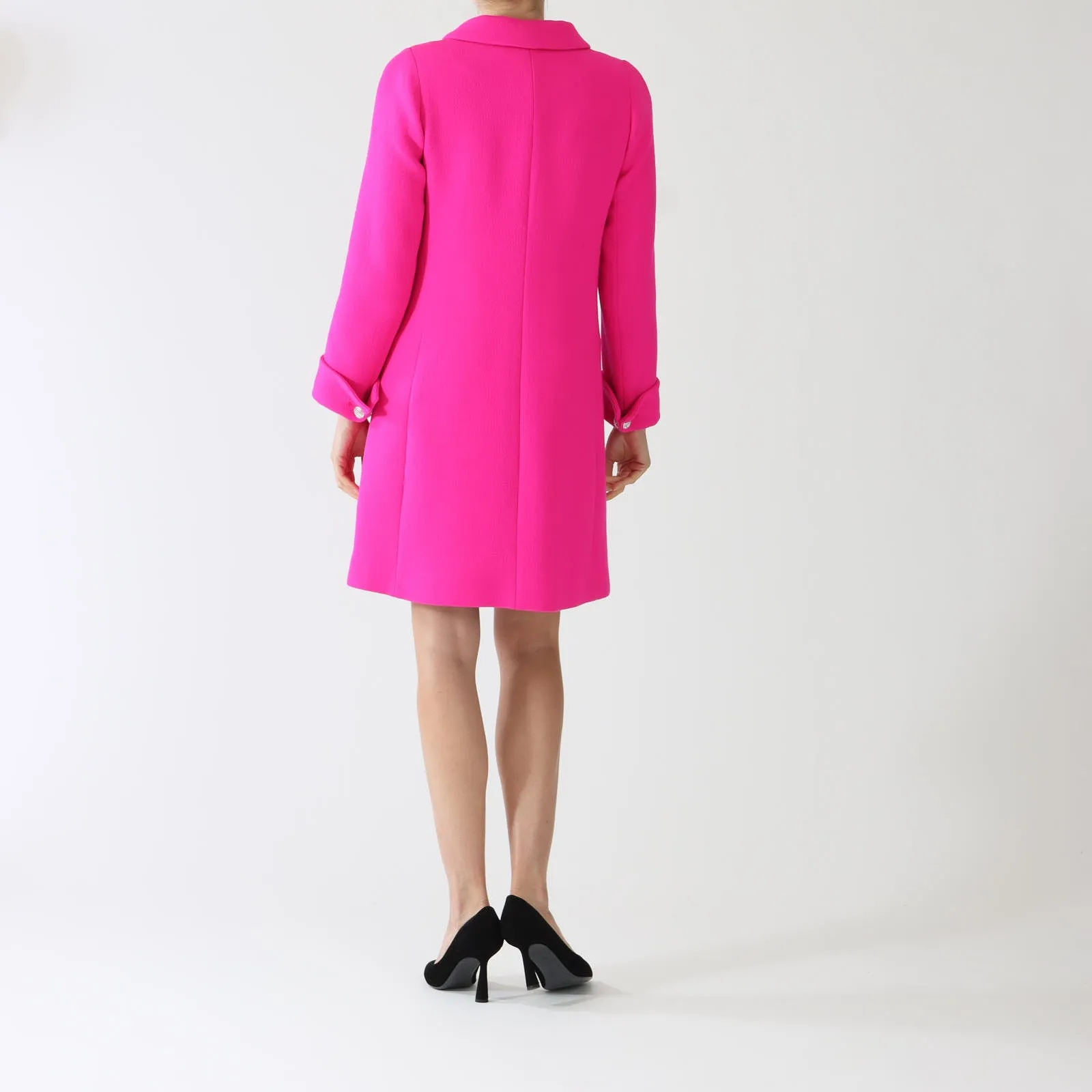 Carlen Pink Collared Coat With Crystal Buttons