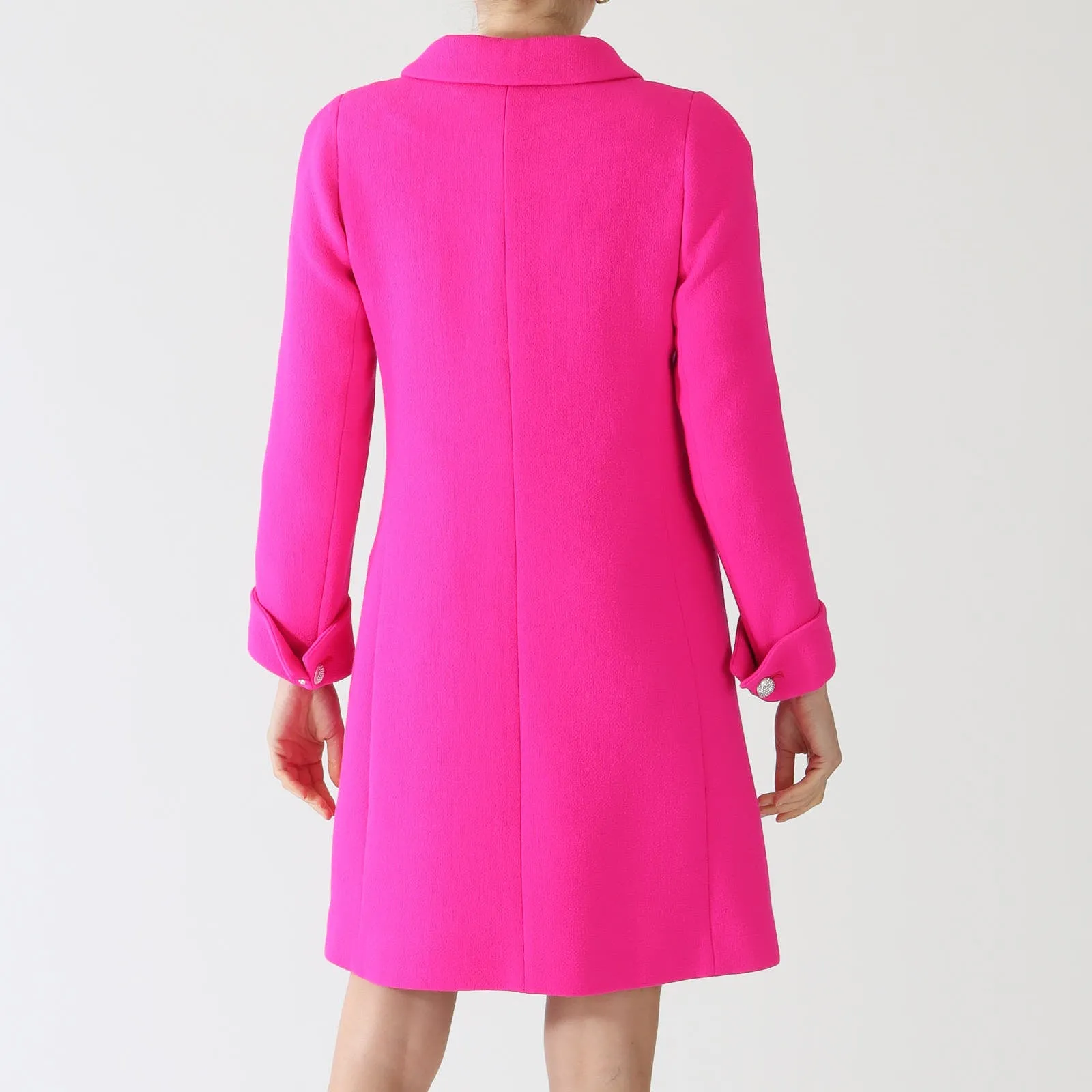 Carlen Pink Collared Coat With Crystal Buttons