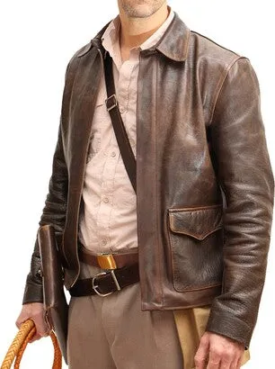 Classic Indiana Jones Vintage Brown Leather Jacket: Uncover the Adventure