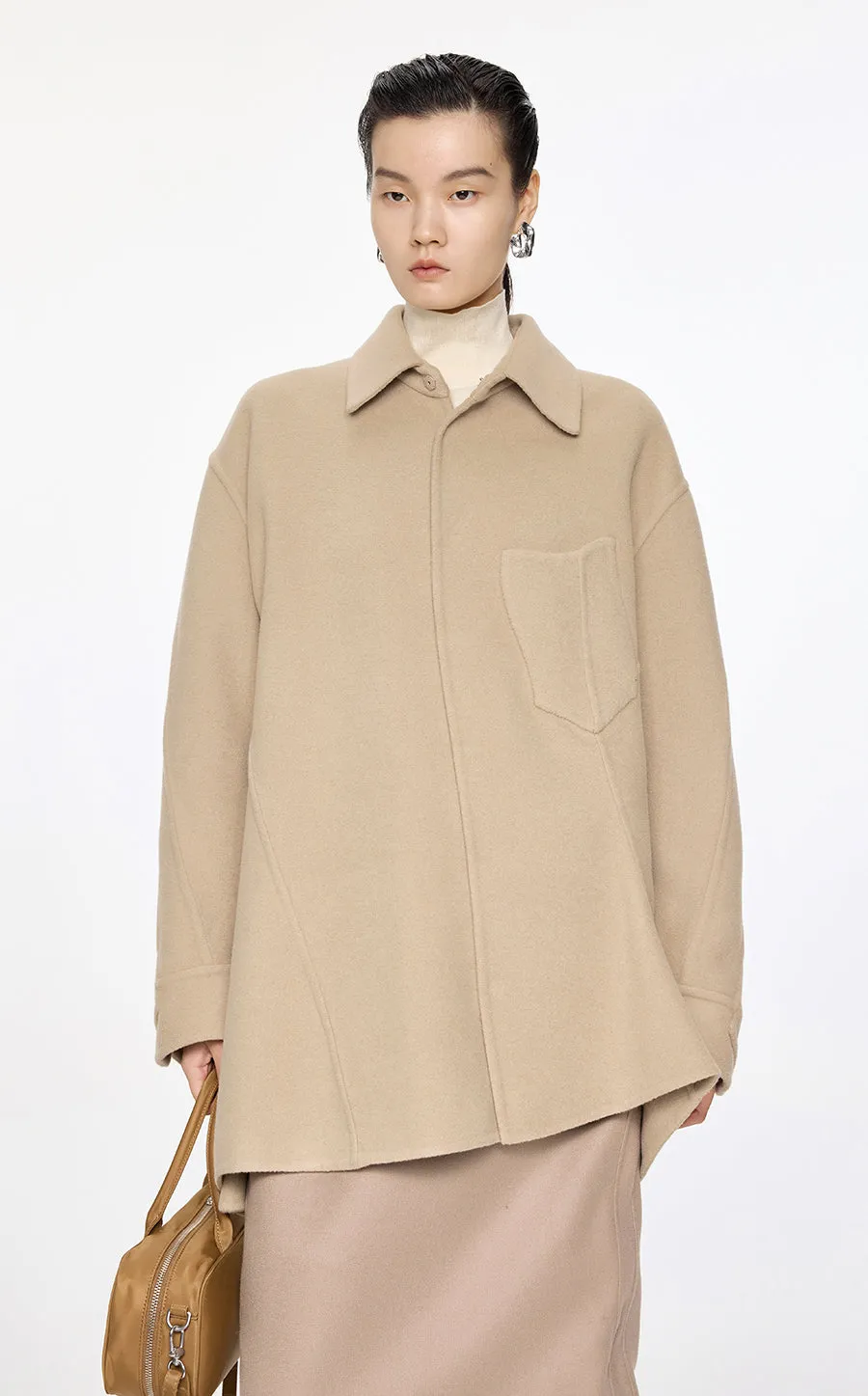 Coat / JNBY Irregular Oversize Wool-Blend Coat