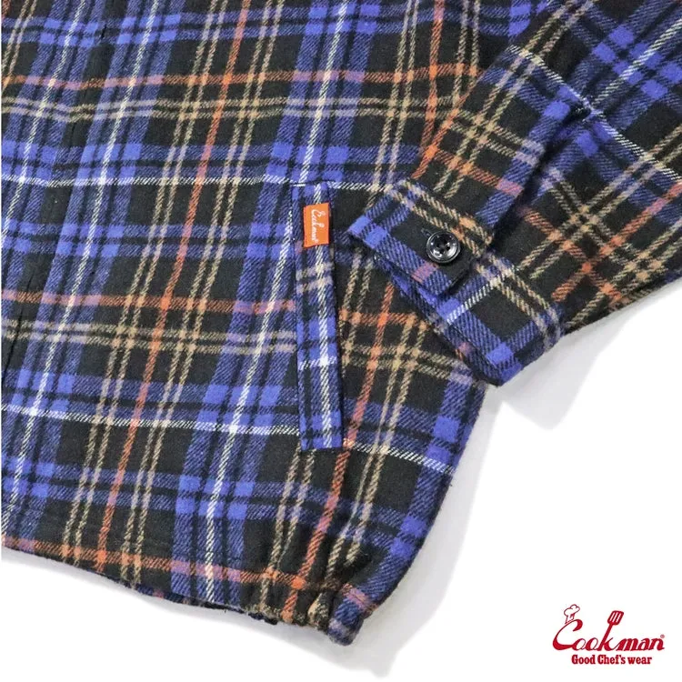 Cookman Delivery Jacket - Woolmix Tartan : Scottish Navy