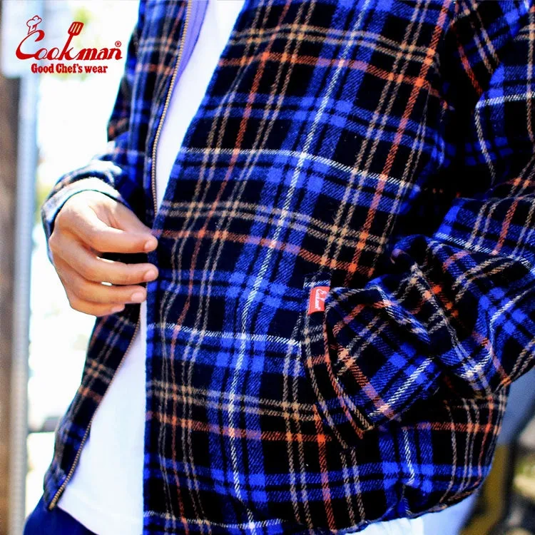 Cookman Delivery Jacket - Woolmix Tartan : Scottish Navy