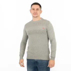 Crew Clothing Mens Rib Knitted Jumper Long Sleeve Light Grey