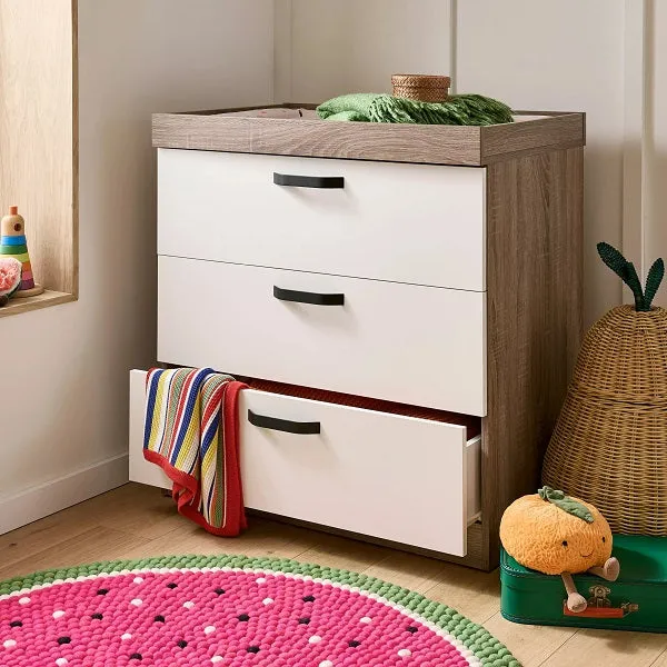 CuddleCo Enzo Dresser & Changer - Truffle Oak & White