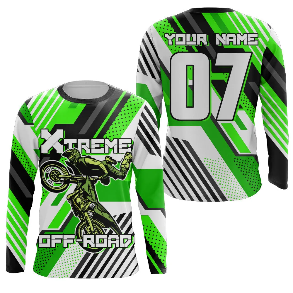 Custom Dirt Bike Jersey Green UPF30  Youth Men Women Motocross Supercross Racing Shirt Extreme