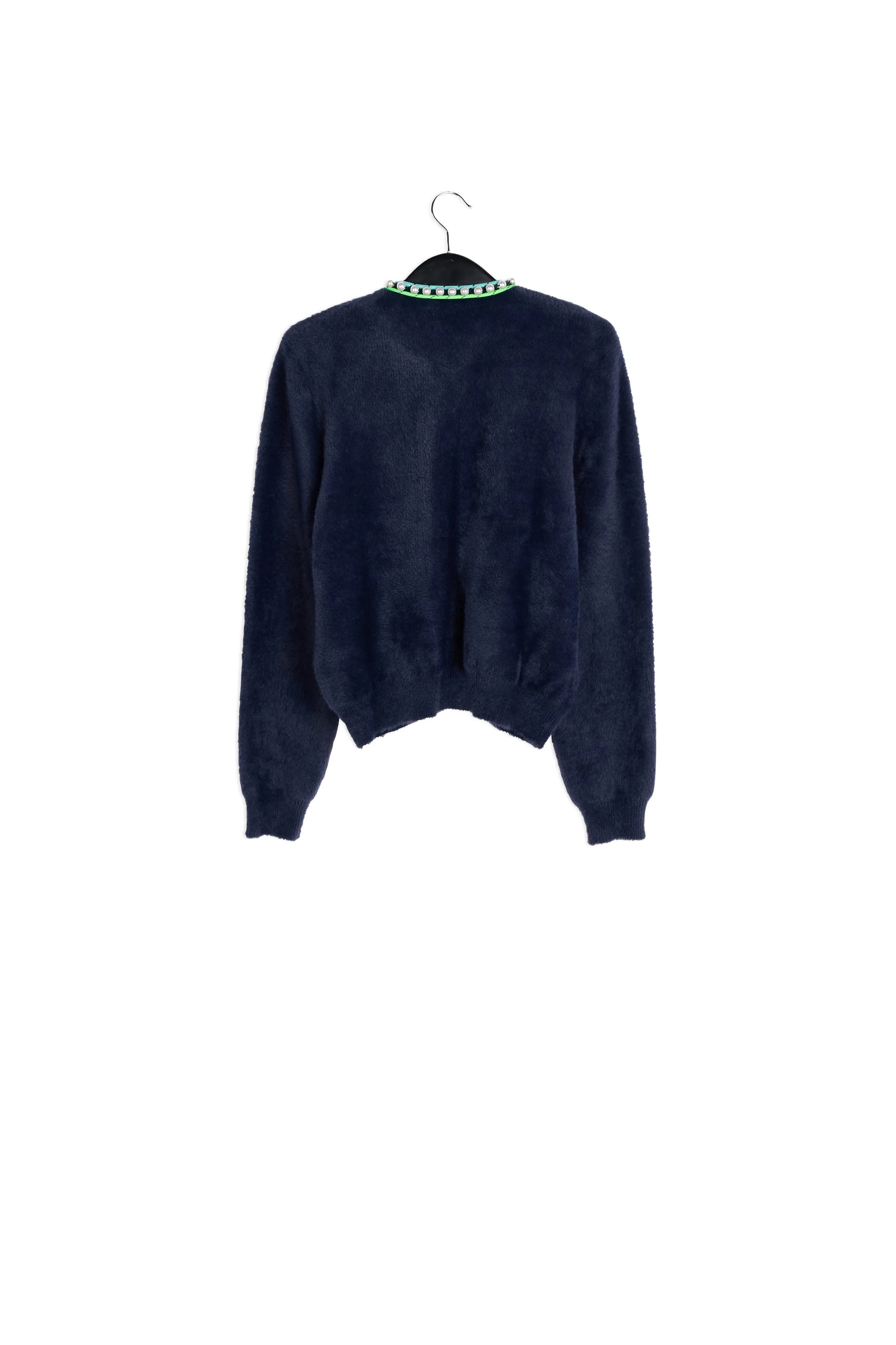 Dark blue knitted bomber jacket