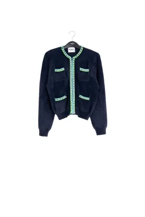 Dark blue knitted bomber jacket