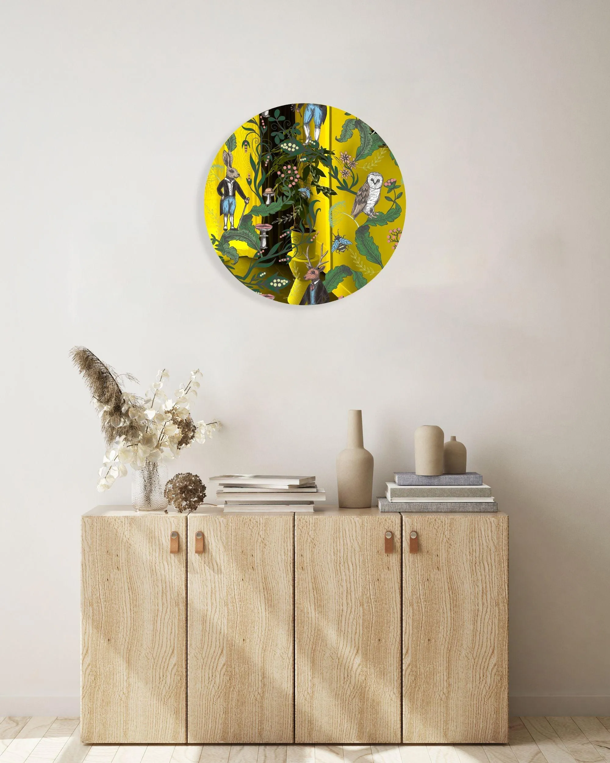 Dark Woodland Animals Printed Mirror Acrylic Circles