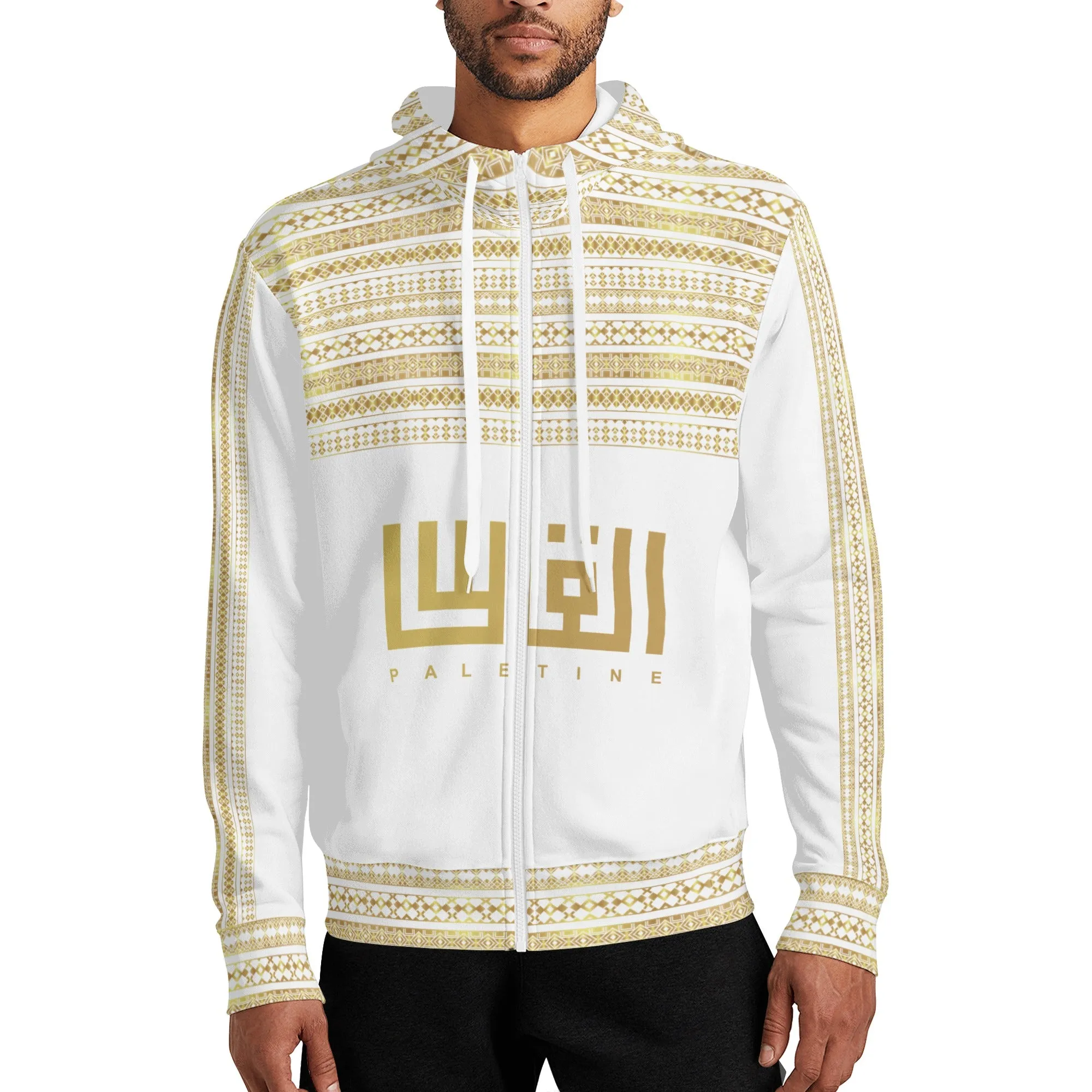 Decoration Full Zip White Hoodie