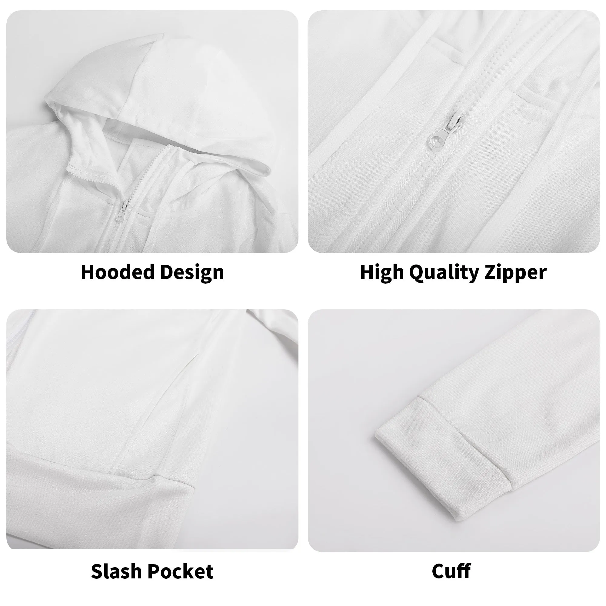 Decoration Full Zip White Hoodie