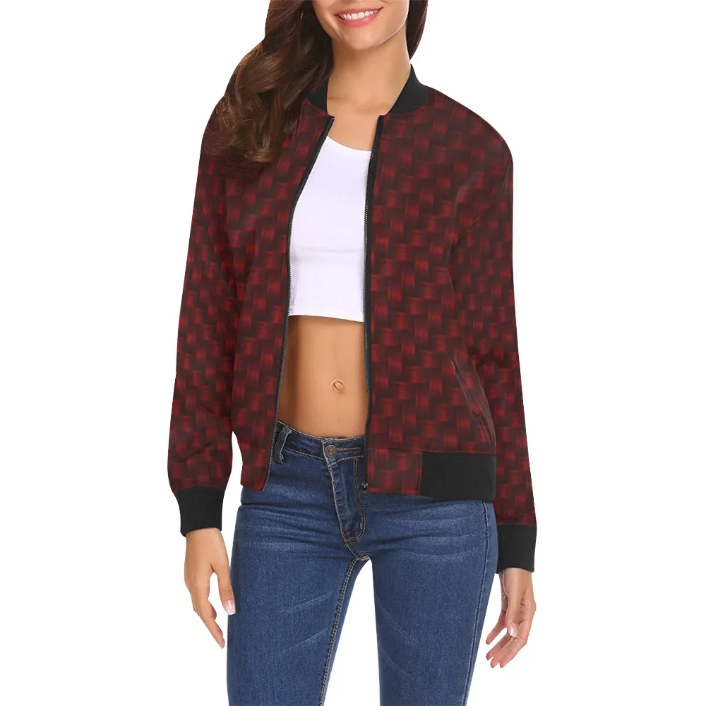 DELUXE RED TRESSER All Over Print Bomber Jacket for Women