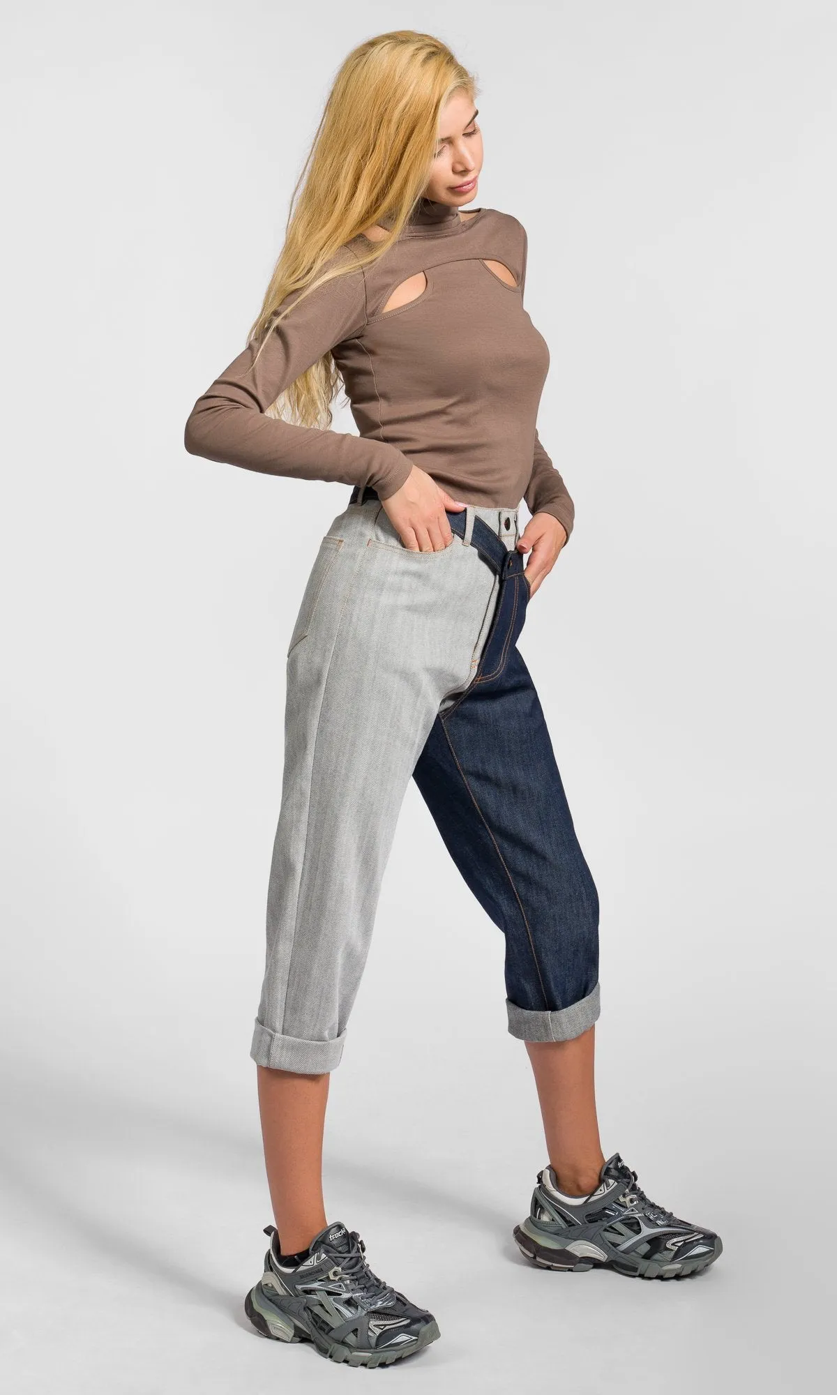 Detachable Two-Tone Jeans