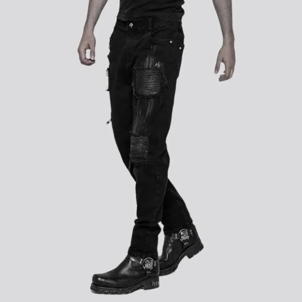 Distressed men's gothic jeans