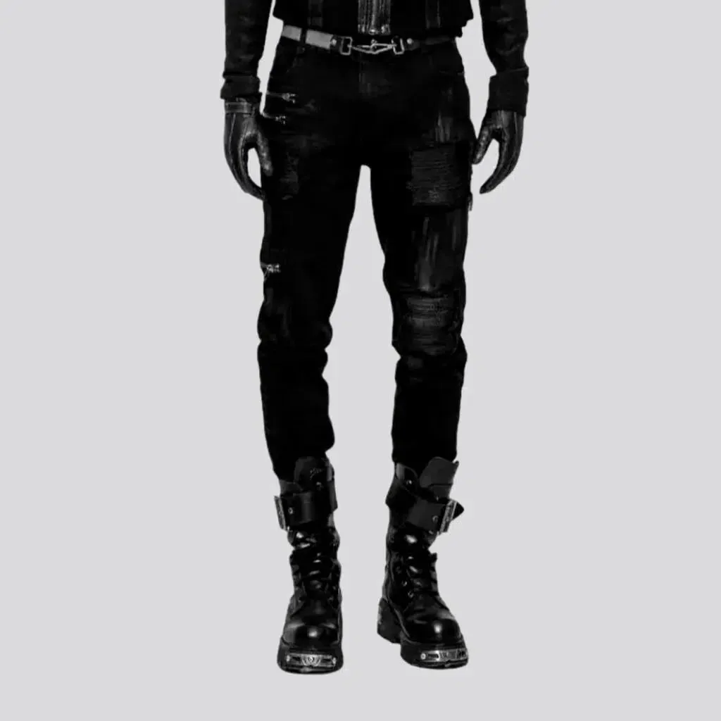 Distressed men's gothic jeans