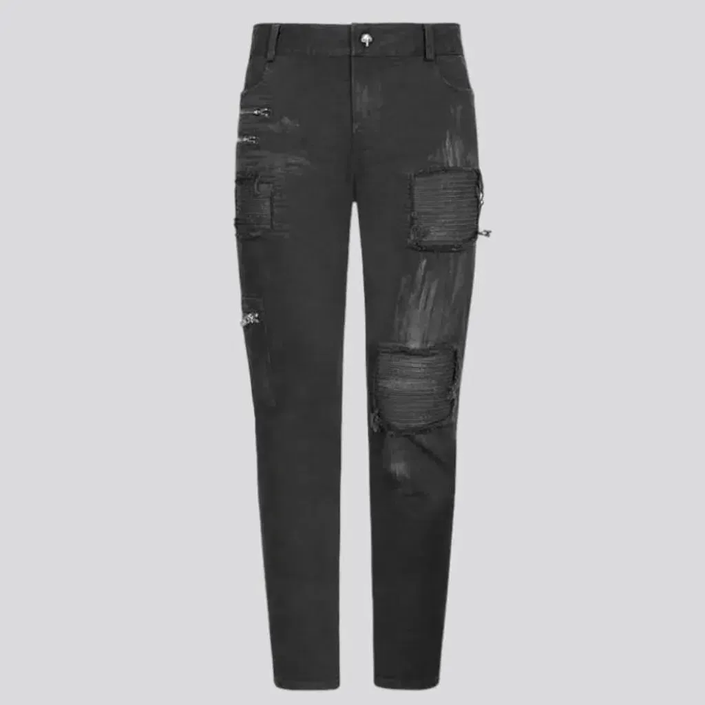 Distressed men's gothic jeans