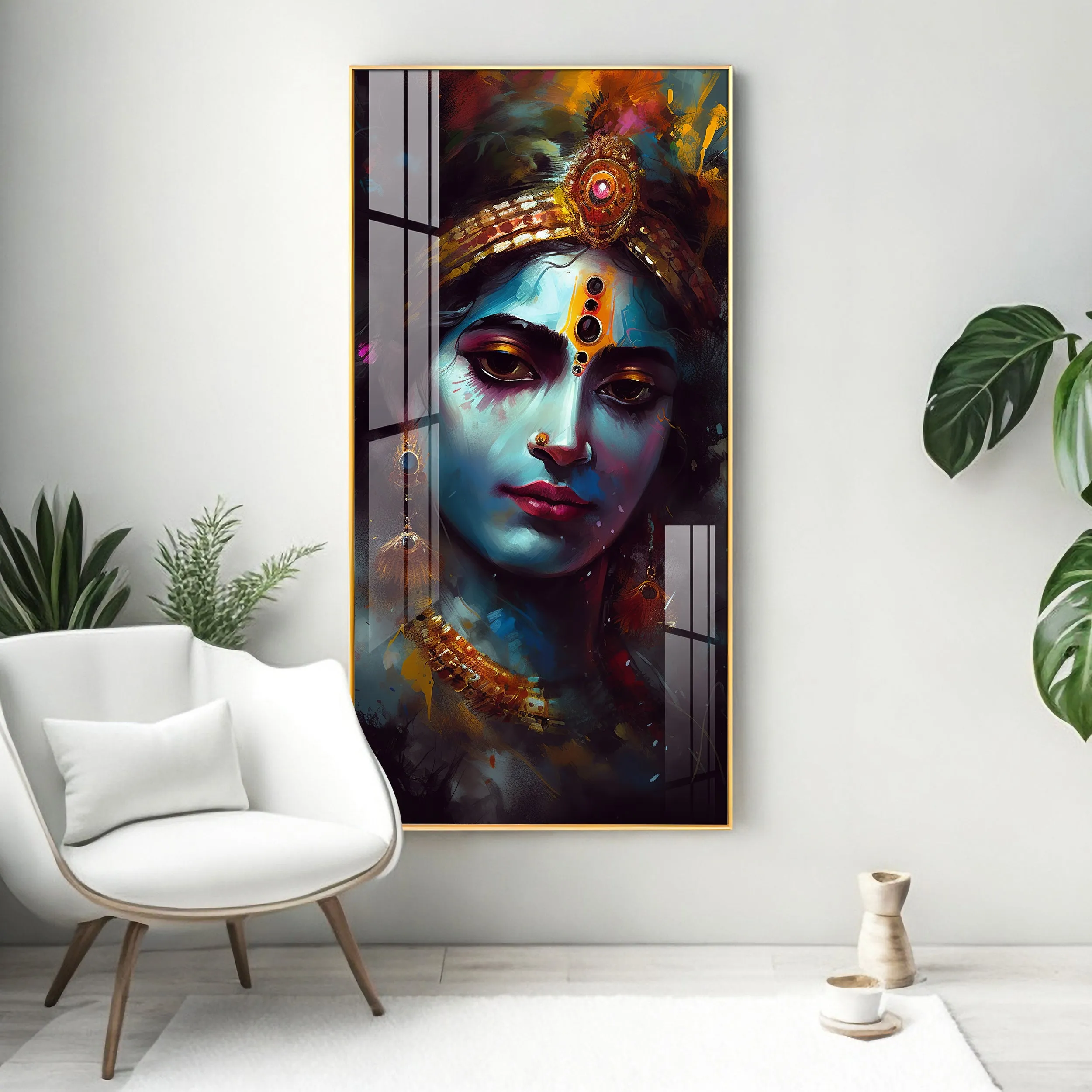 Divine Shri Krishna Premium Acrylic Vertical Wall Art