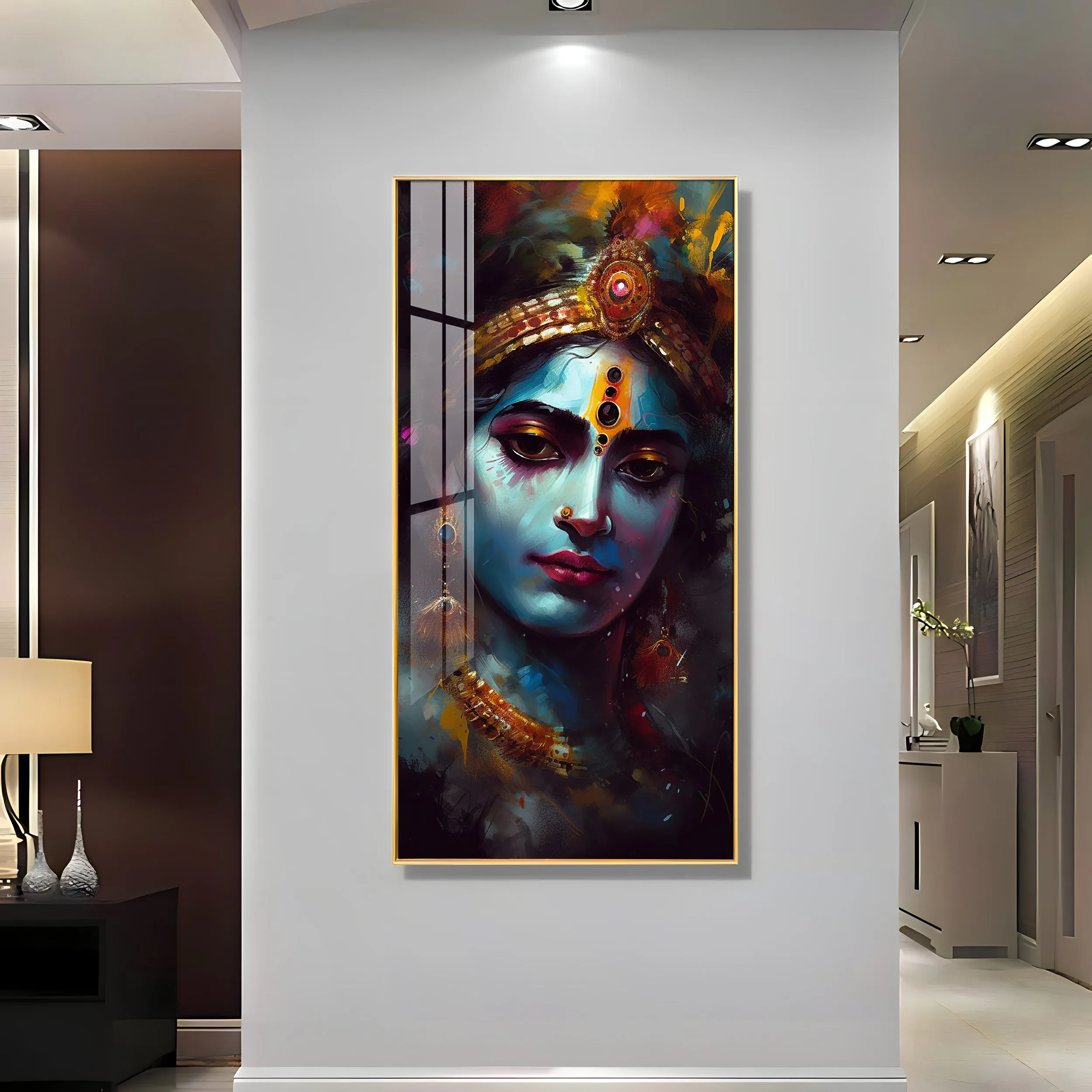 Divine Shri Krishna Premium Acrylic Vertical Wall Art