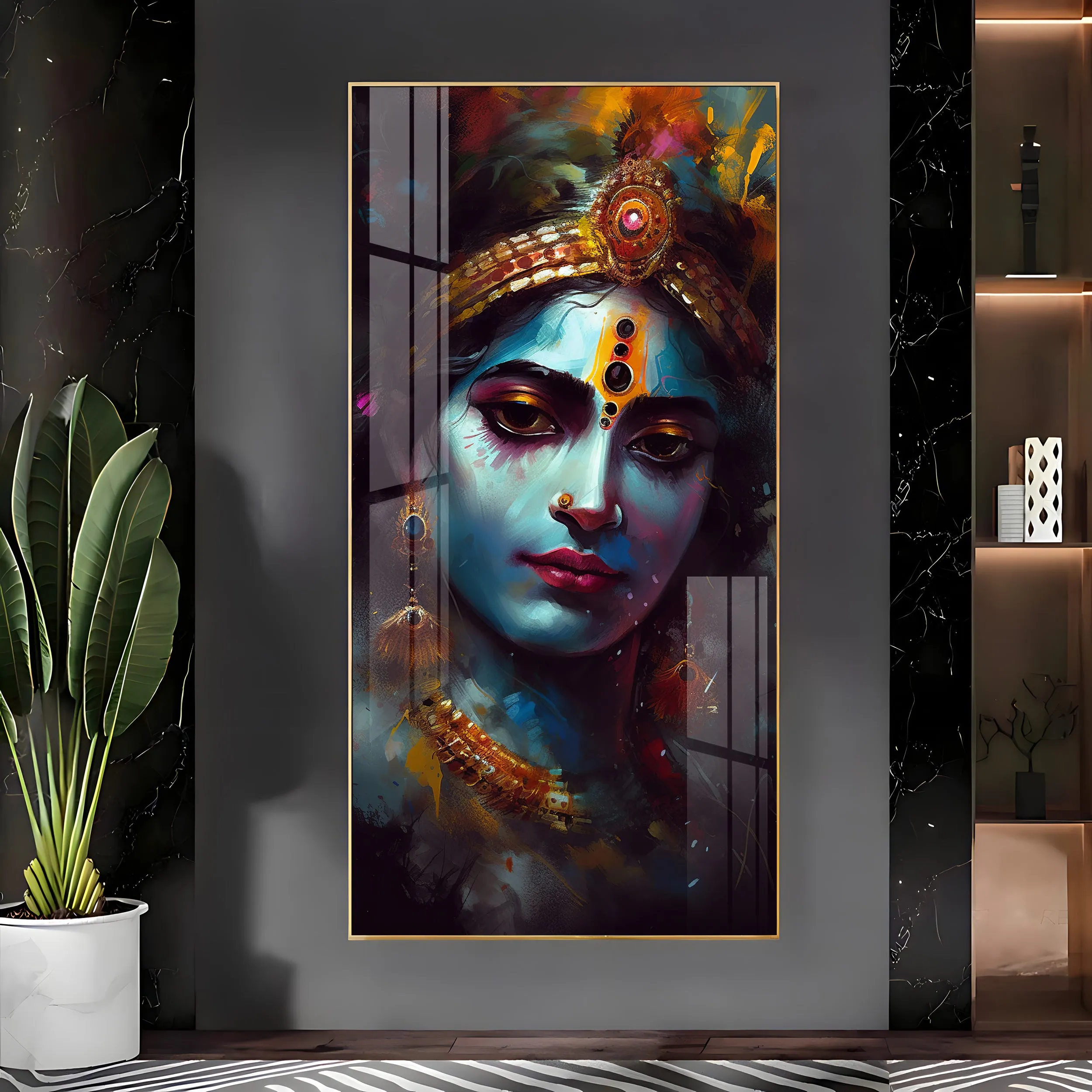 Divine Shri Krishna Premium Acrylic Vertical Wall Art