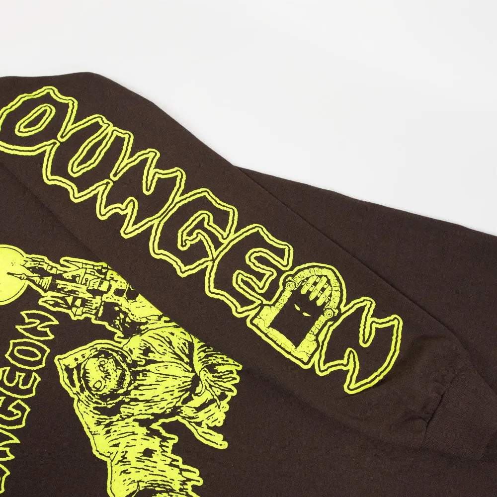 Dungeon - Tower Longsleeve T-Shirt - Chocolate Brown / Neon Yellow