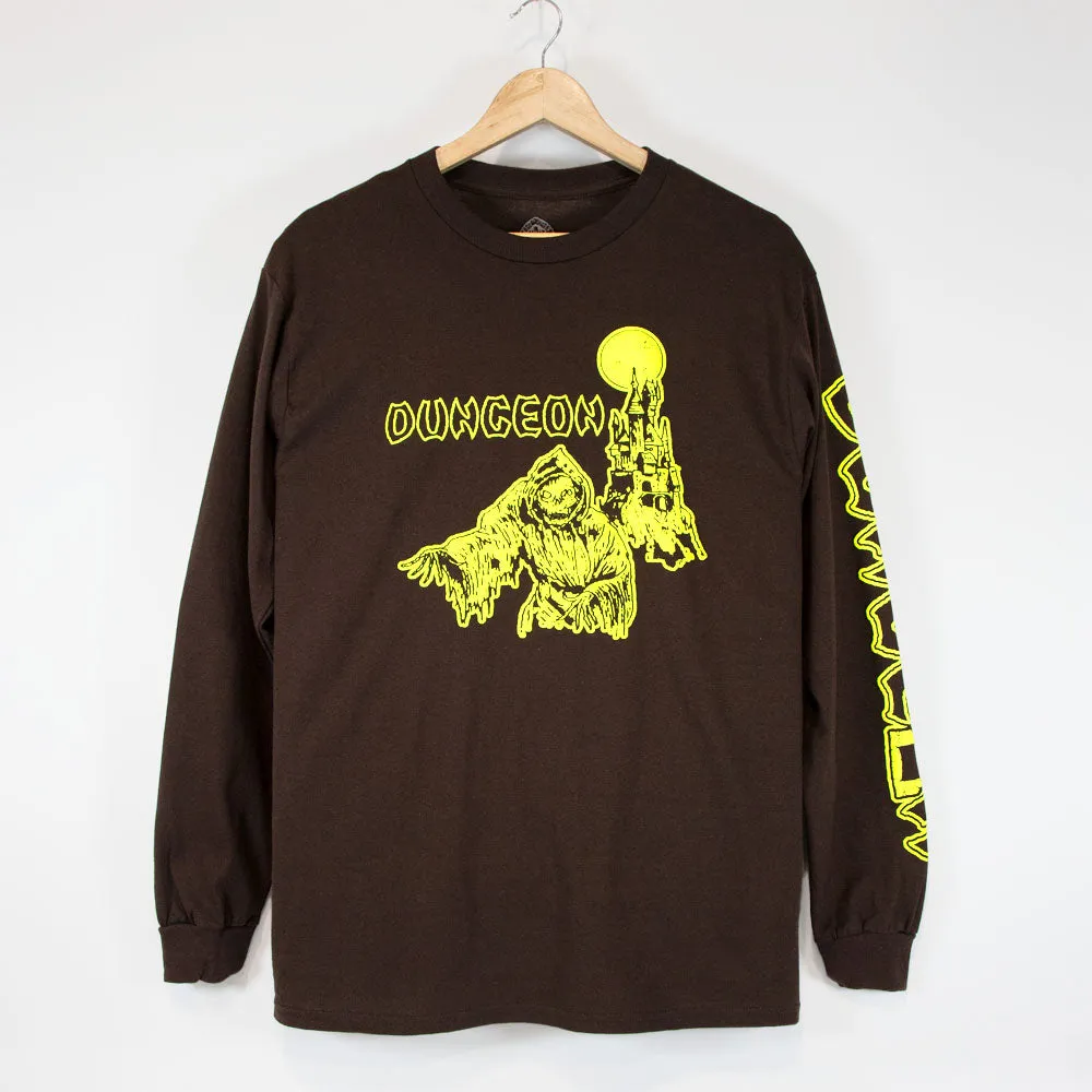 Dungeon - Tower Longsleeve T-Shirt - Chocolate Brown / Neon Yellow