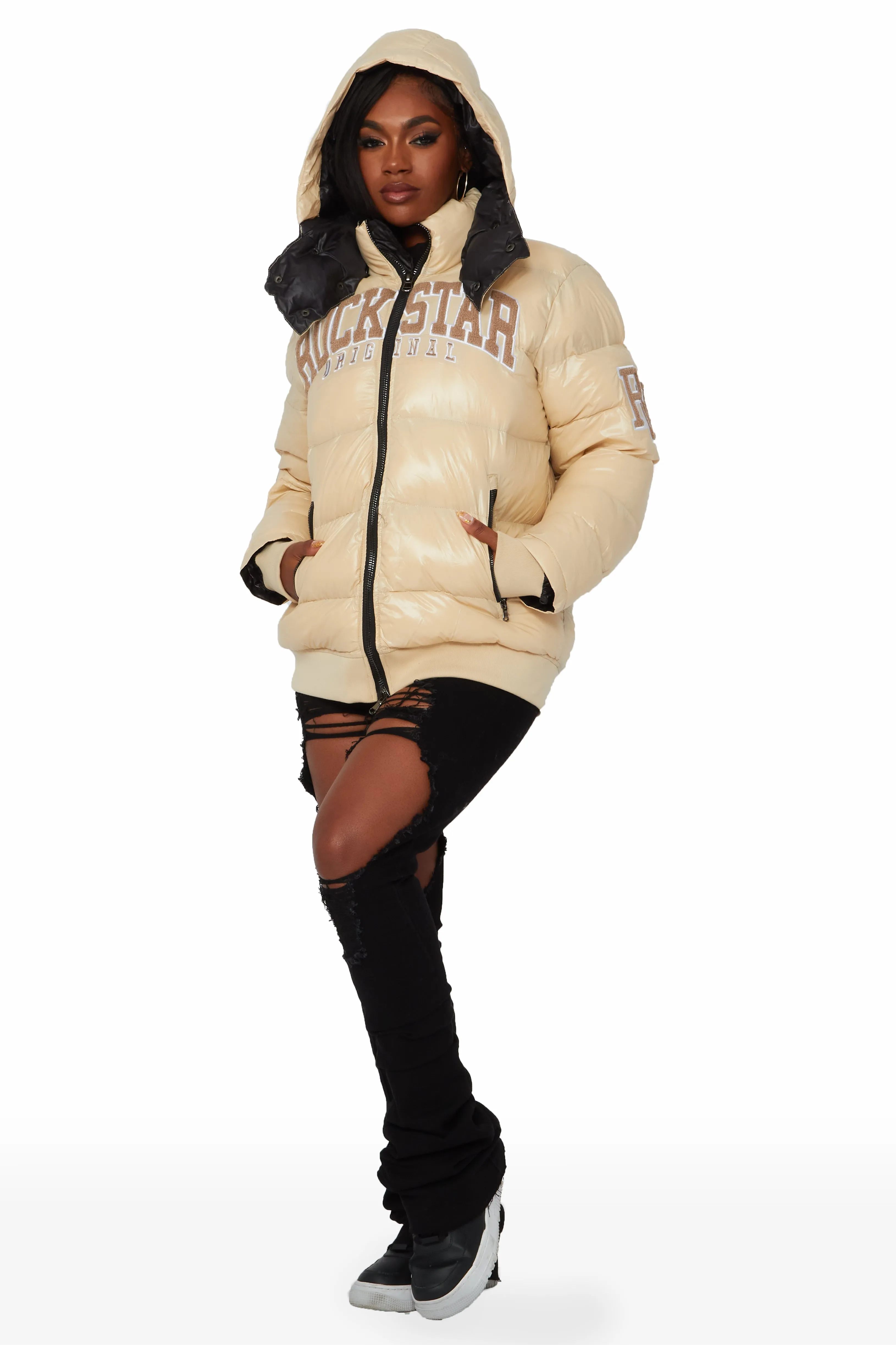 Esmeralda Beige Puffer Jacket