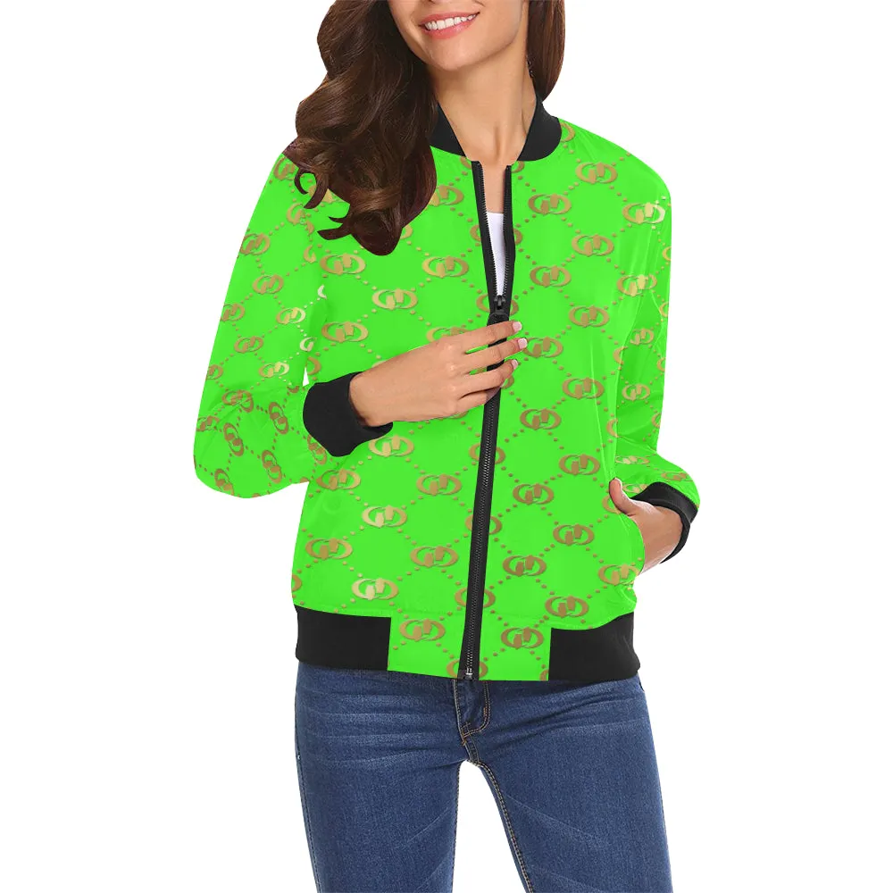 EXCELLENCE SKUNKGLD All Over Print Bomber Jacket for Women