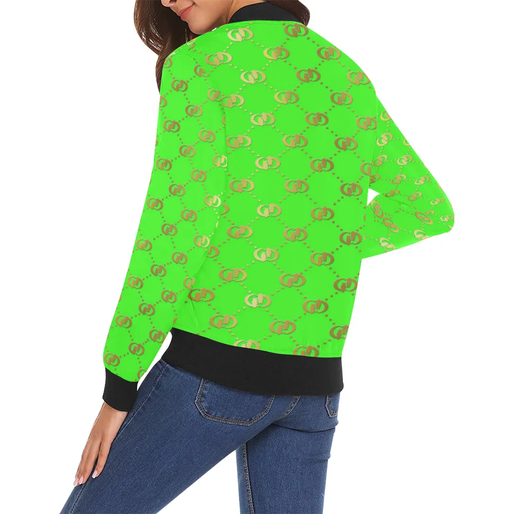 EXCELLENCE SKUNKGLD All Over Print Bomber Jacket for Women