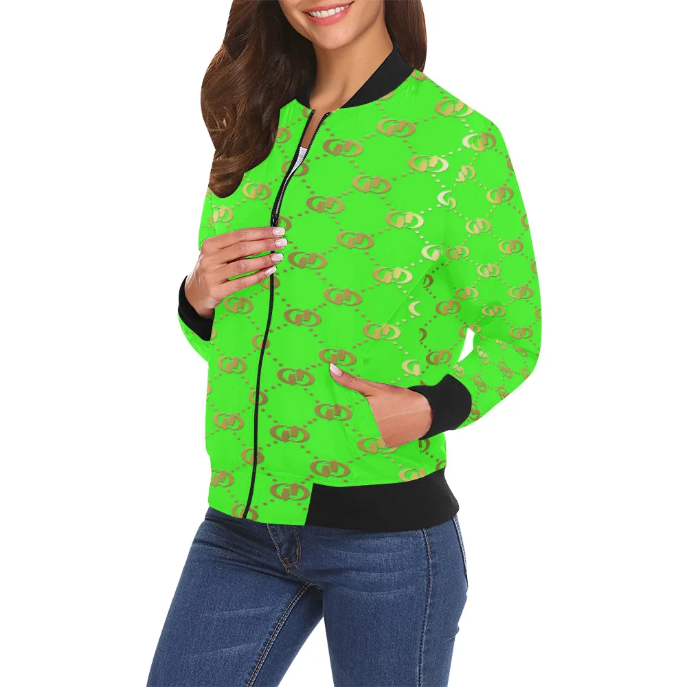 EXCELLENCE SKUNKGLD All Over Print Bomber Jacket for Women